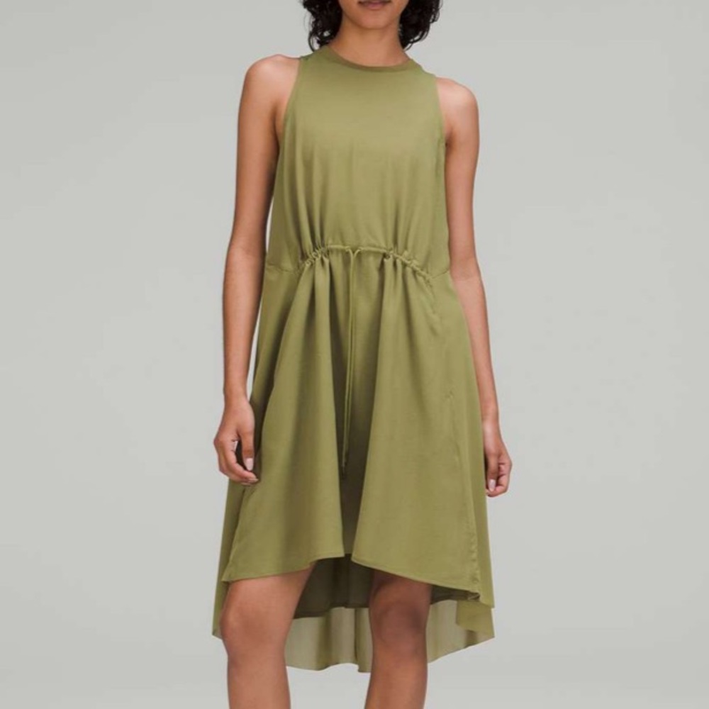 lululemon athletica Olive Green Sleeveless Drawstring High-Low Dress